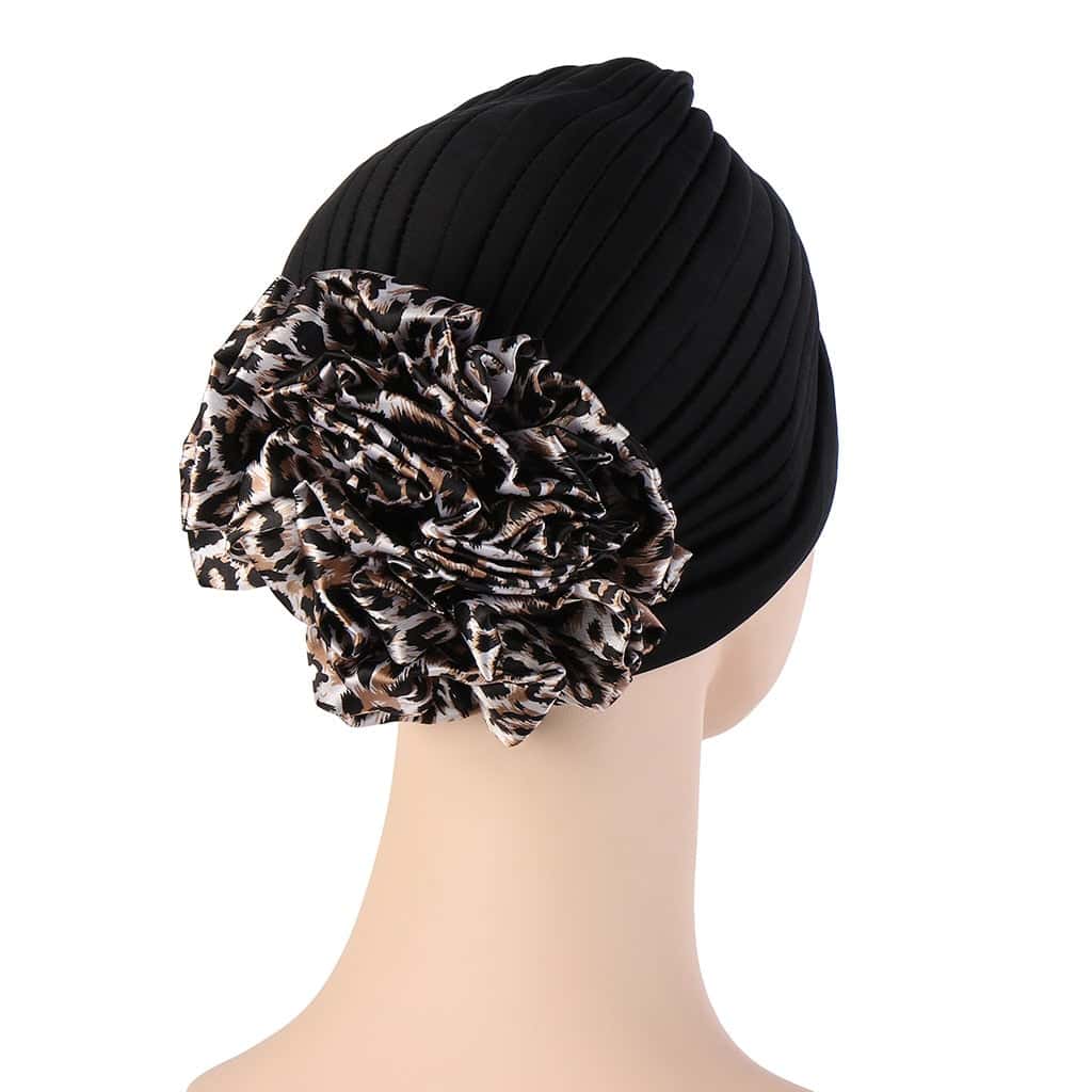 Cynthia Turban Dámský Černý Leopardí Šátek Chemo Fashion