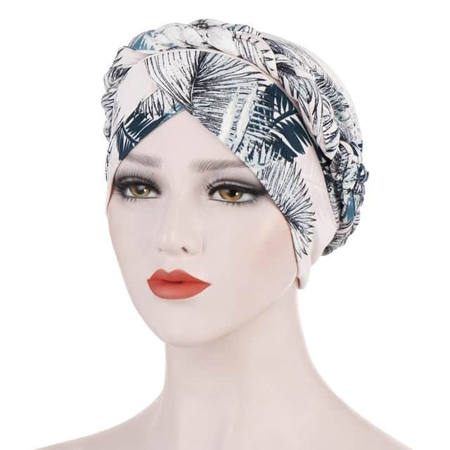Módní Dámský Turban Šátek Na Vlasy Chemo Bílý Krémový Vzorovaný