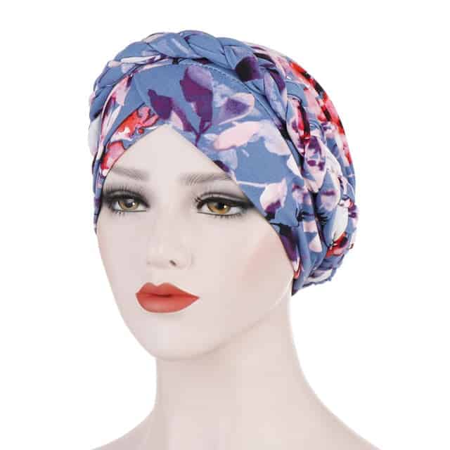 Elliane Moderní Modrý Vzorovaný Dámský Chemo Turban Šátek Do Vlasů