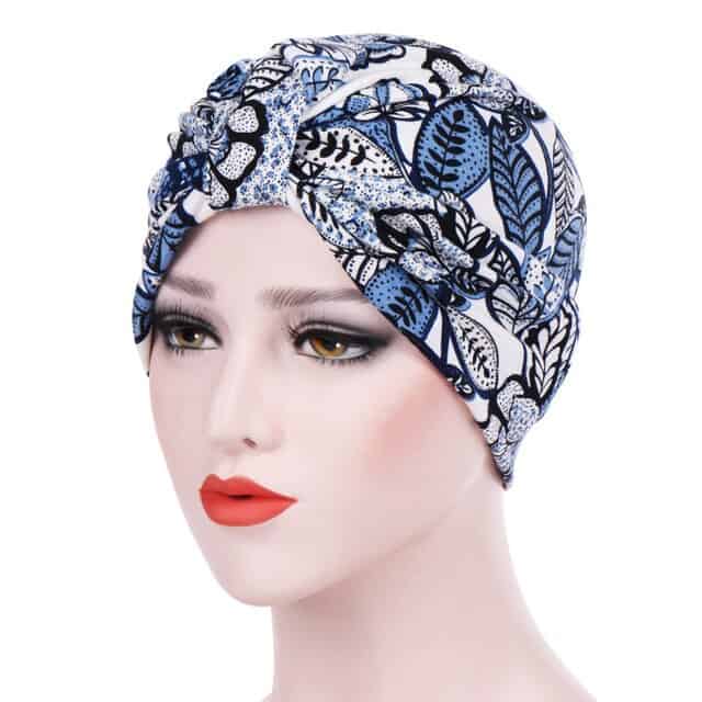 Nicole Bonnet Chemo Šála Dámská Bílá & Modré Vzory