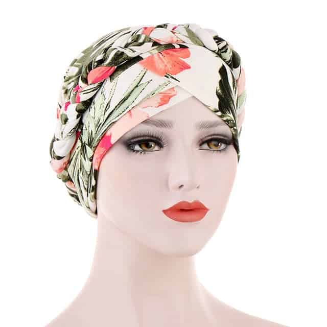 Sonia Moderní Bílý Květinový Turban Chemo Šátek