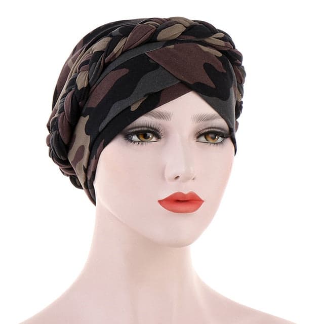 Turban Šátek Na Vlasy Móda Chemoterapie Vojenská Hnědá
