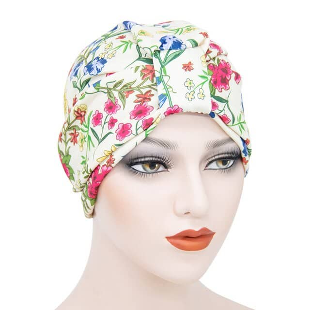 Fallow Cap Šátek Moderní Chemo Bílé Krémové Vzorované Vlasy