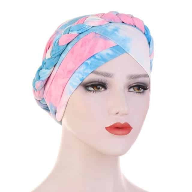 Modrý - Pastelový Chemo Šátek S Turbanem