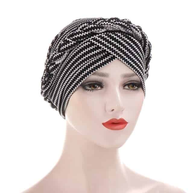 Arlette Moderní Turban Šátek Na Vlasy Chemo Černá Bílá