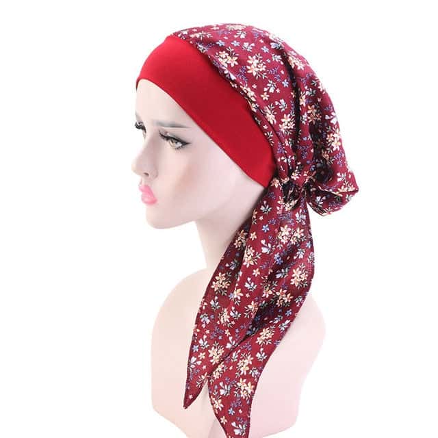 Adèle Fashion Dámská Chemo Šála Červená Vzorovaná